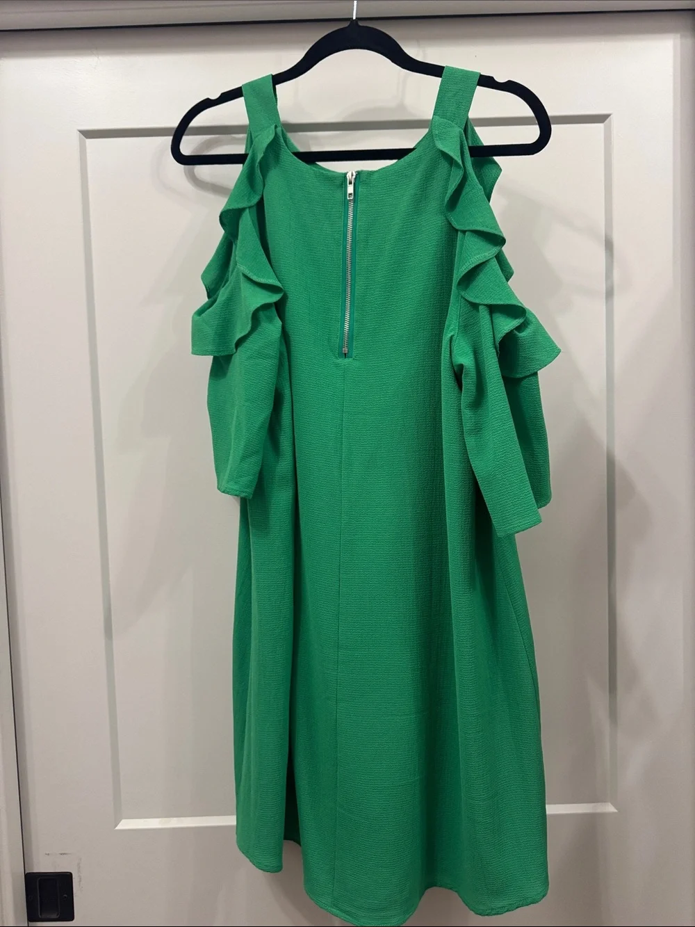 Umgee Green Cold-Shoulder Ruffle Dress - Picture 2 of 2